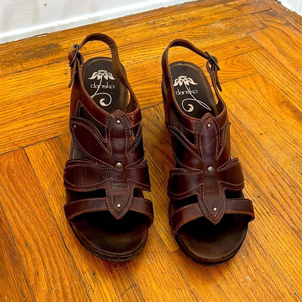 Dansko brown leather stud detail sandals size 11